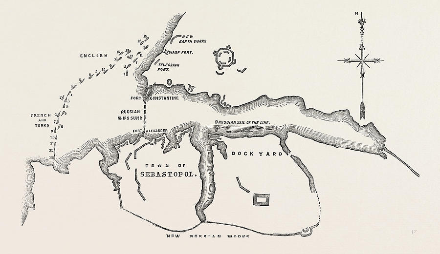 The Crimean War Plan Of The Attack Of The Allied Fleets Drawing by ...