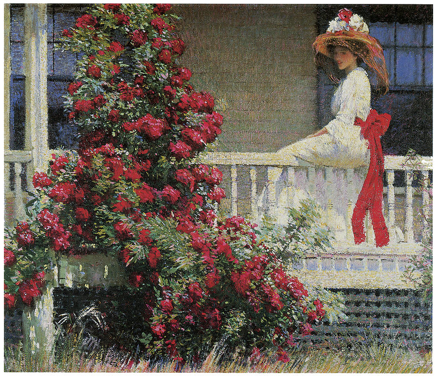 Flower Painting - The Crimson Rambler by Philip Leslie Hale