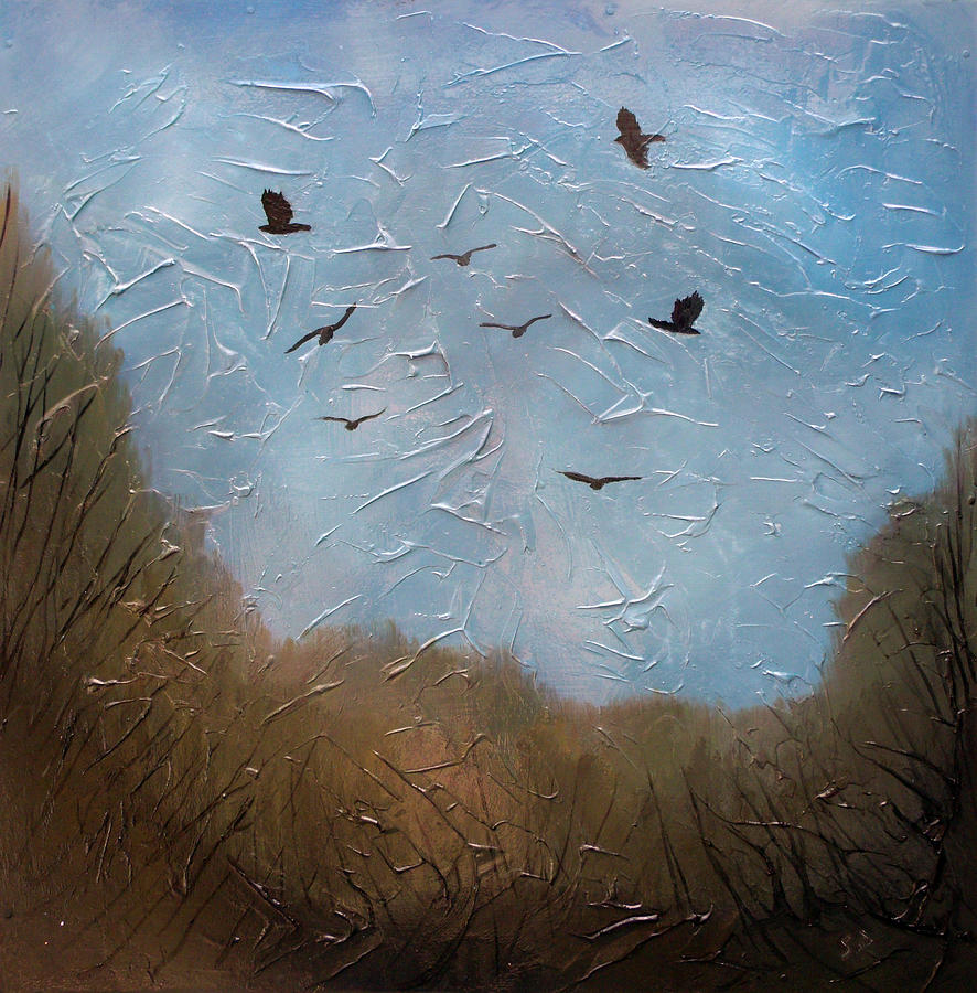 Bird Painting - The crows by Sergey Bezhinets