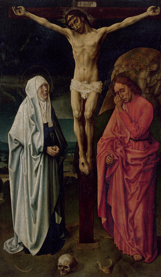 Hugo Van Der Goes Painting - The Crucifixion by Hugo van der Goes