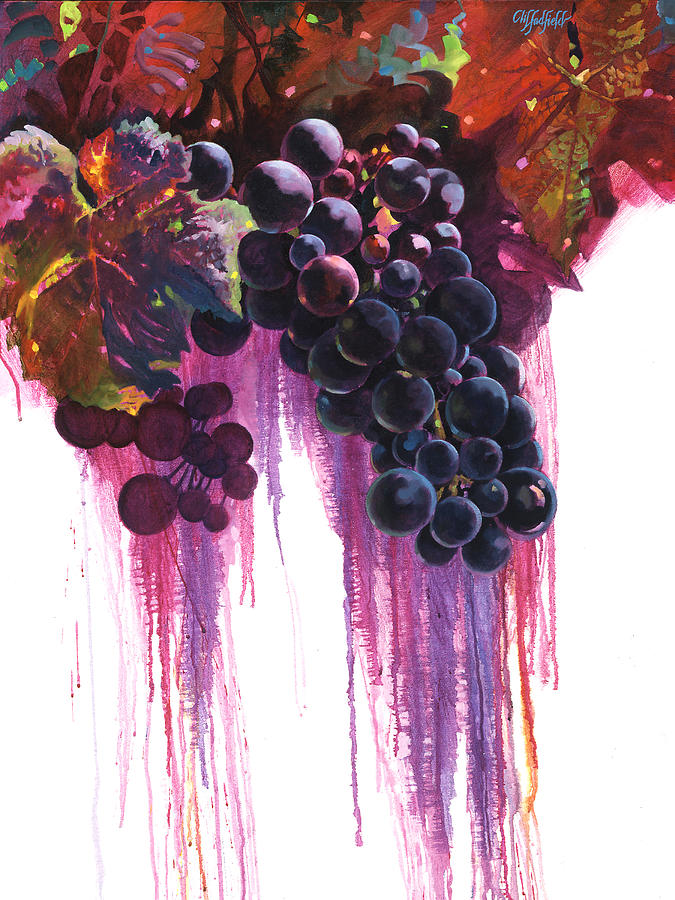 Grape Painting - The Crush 4 by Clifton E Hadfield