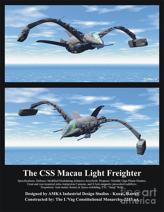 Science Fiction Digital Art - The CSS Macau Light Freighter by Walter Neal