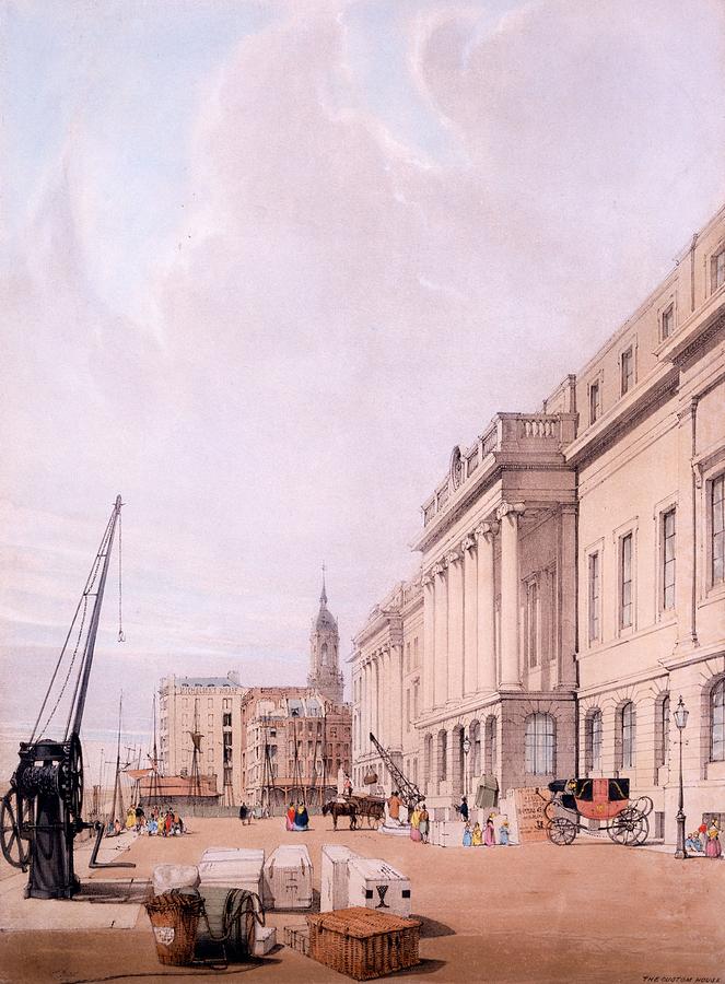 London Drawing - The Custom House, From London by Thomas Shotter Boys