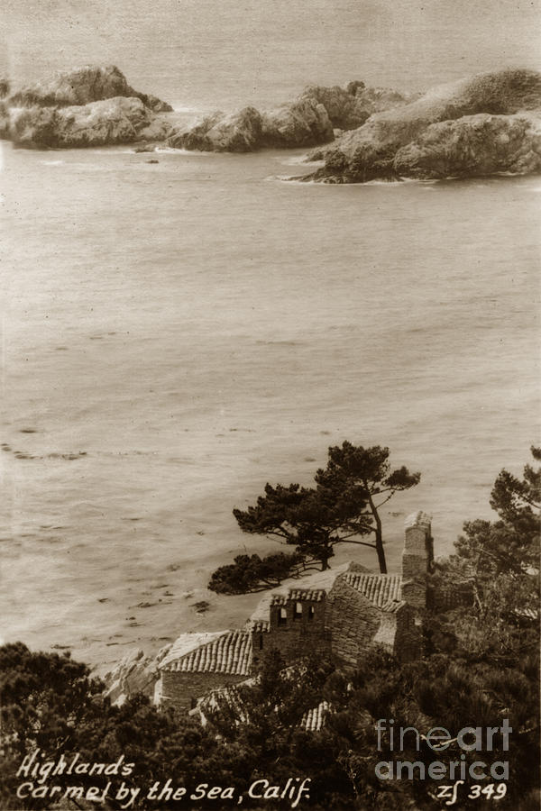 House Photograph - The D. L. James house also known as Seaward sits on a rocky cliff near Carmel Circa 1940 by Monterey County Historical Society