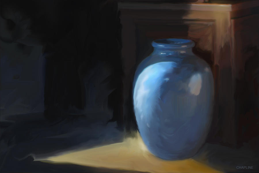 Blue Vase Digital Art by Curtis Chapline