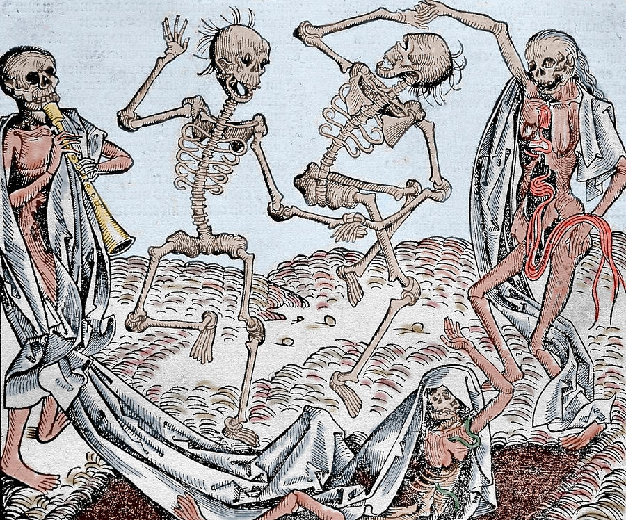 Music Drawing - The Dance of Death by Michael Wolgemut