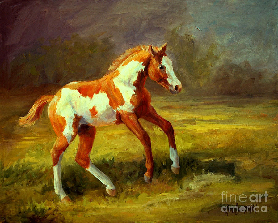 Horse Painting - The Dancer     Paint horse filly by Kim Corpany