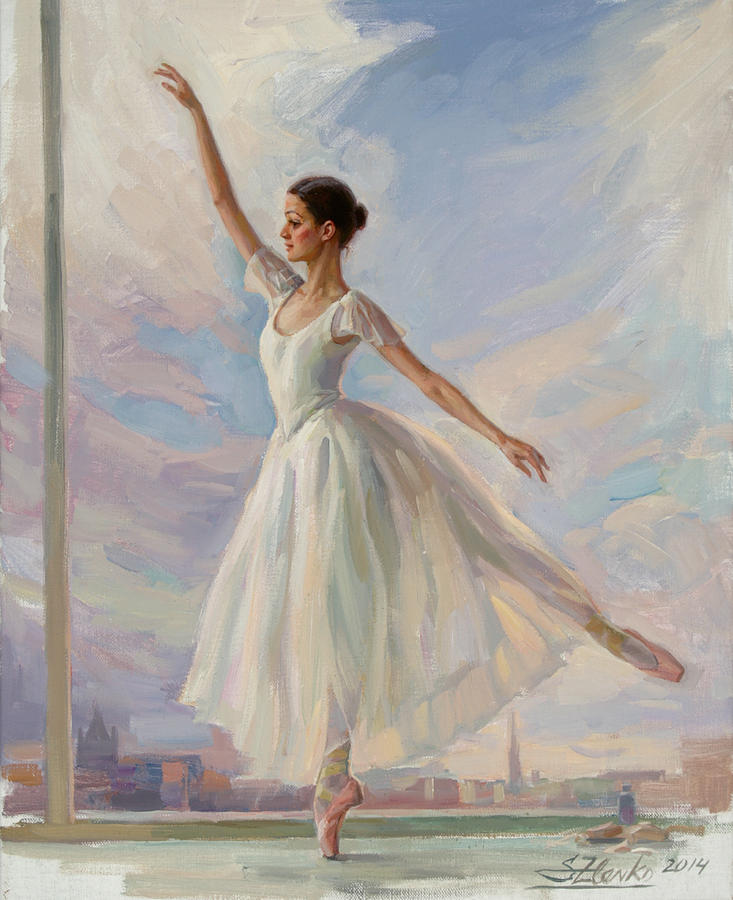 The Dancer in White Painting by Serguei Zlenko