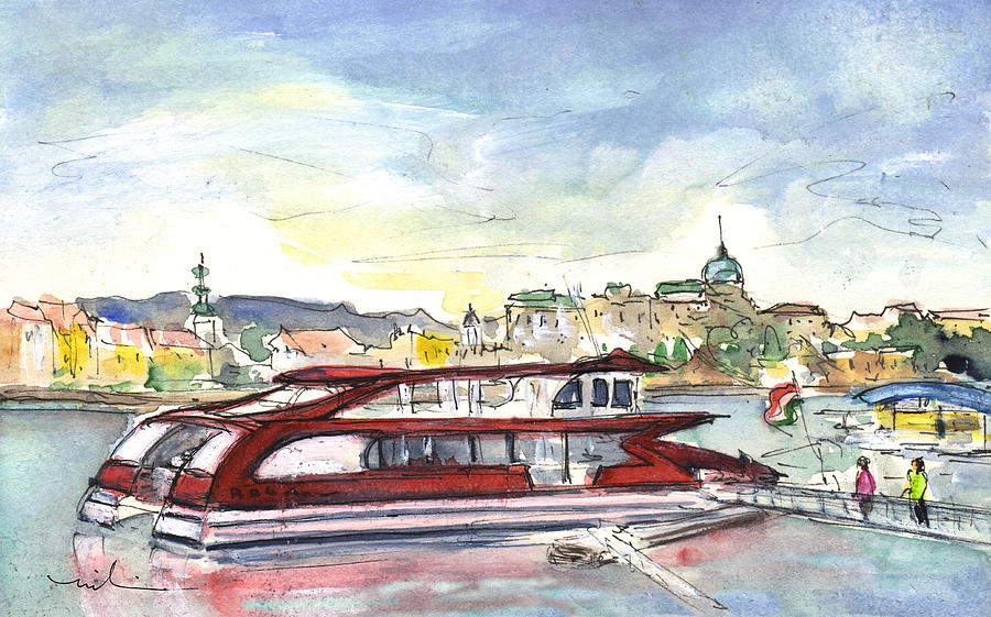The Danube In Budapest 01 Painting by Miki De Goodaboom