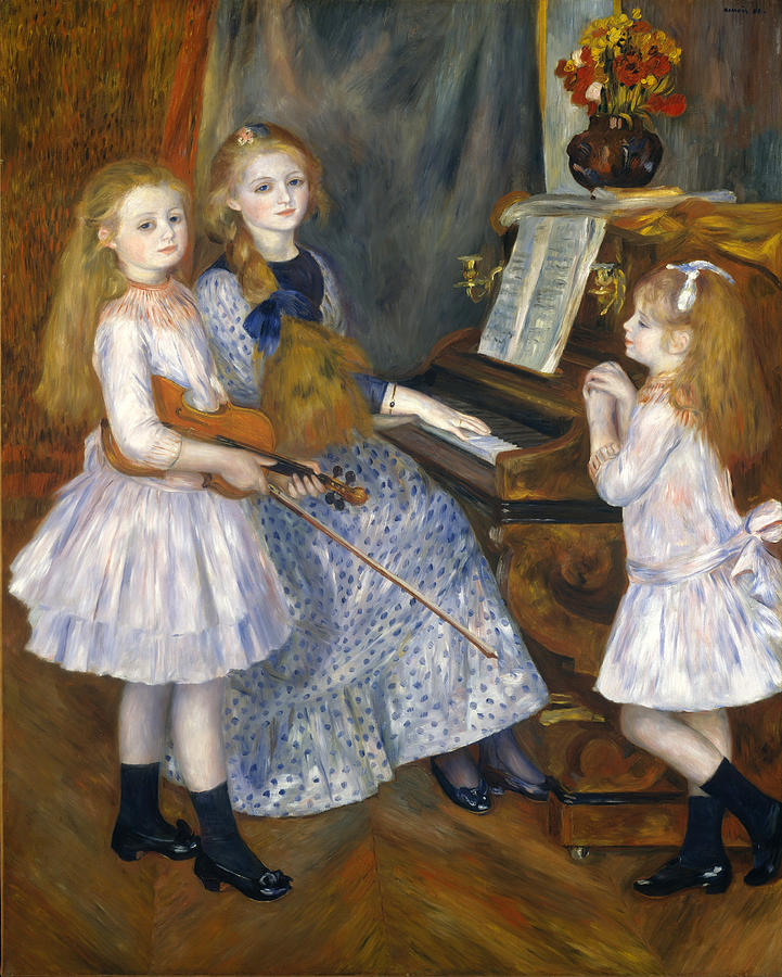The Daughters of Catulle Mendes. Huguette Claudine and Helyonne Painting by Pierre-Auguste Renoir