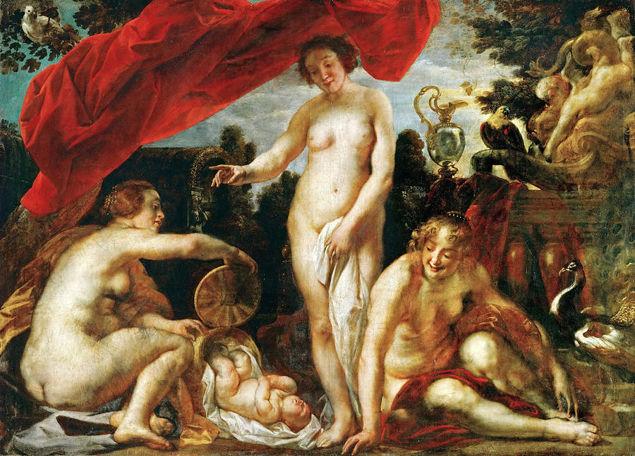 The Daughters of Cecrops Finding Erichthonius Painting by Jacob Jordaens