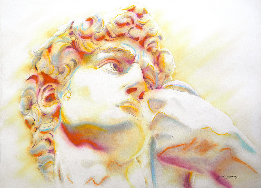 Michelangelo Painting - THE DAVID by Michelangelo. Tribute by J U A N - O A X A C A