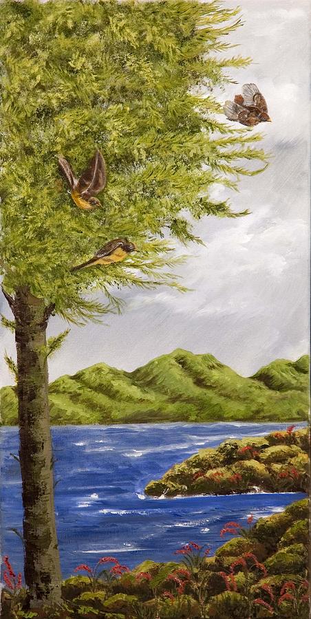 The day of the Robins Painting by Susan Culver