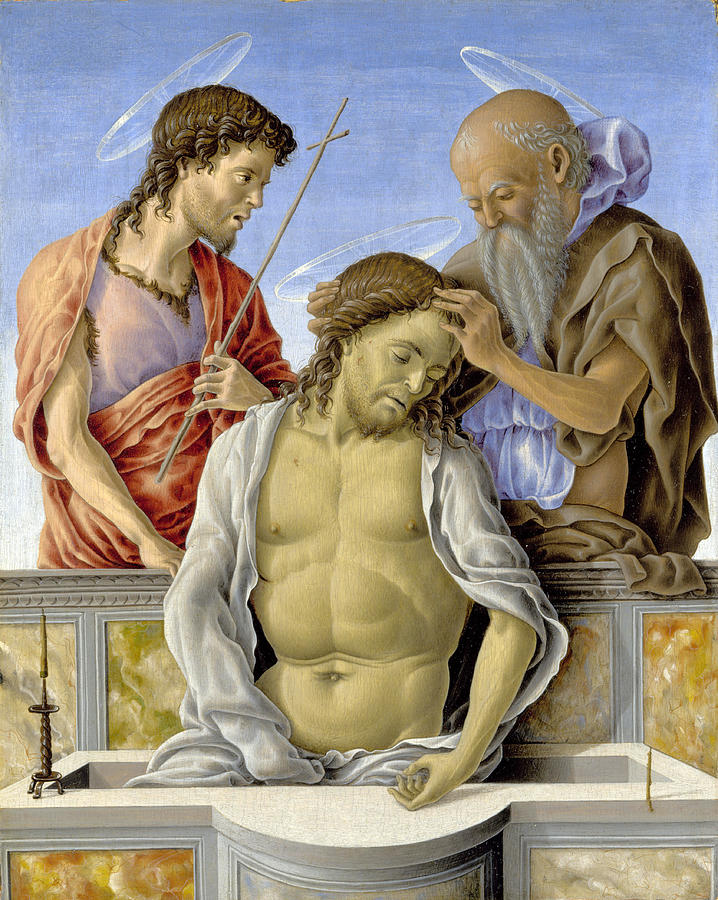 The Dead Christ supported by Saints Painting by Marco Zoppo