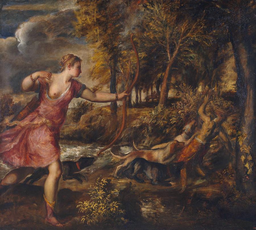 London Painting - The Death of Actaeon by Titian