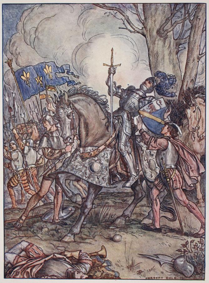 Knight Drawing - The Death Of Bayard, Illustration by Herbert Cole