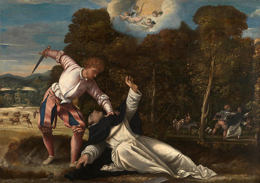 The Death of Saint Peter Martyr Painting by Bernardino da Asola