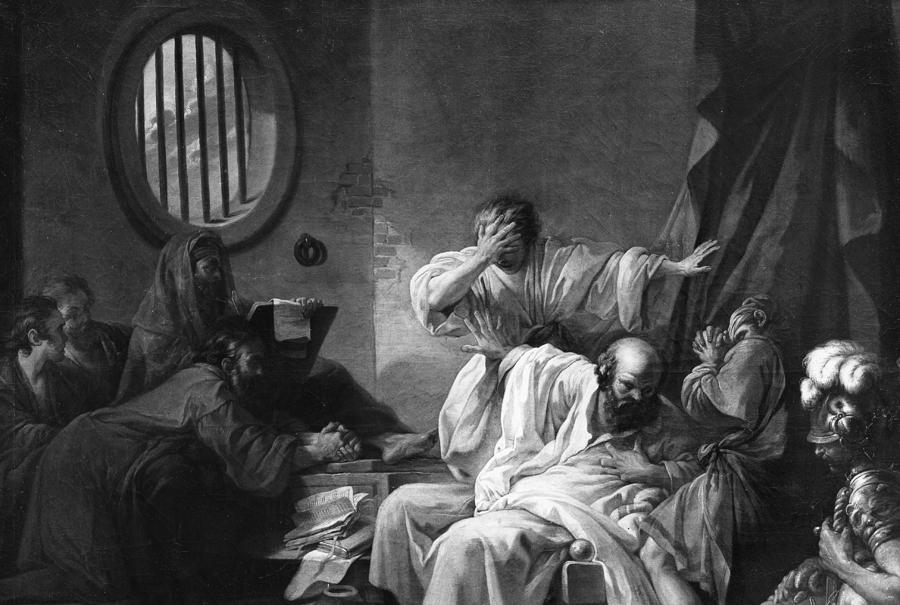 Greek Painting - The Death of Socrates by Jacques Philippe Joseph de Saint-Quentin