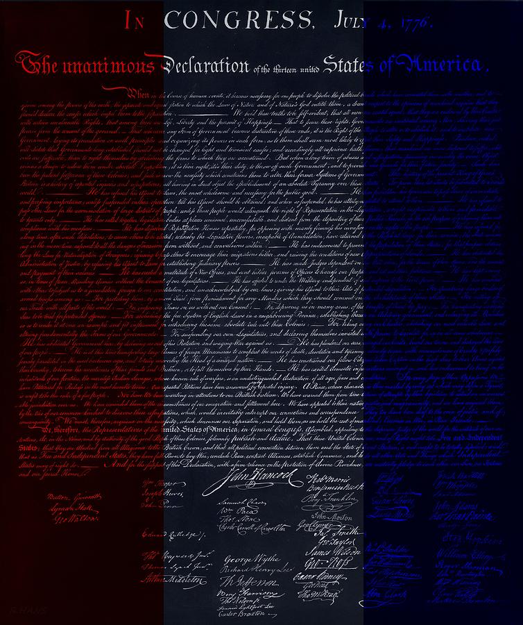 The Declaration Of Independence In Negative R W B Photograph