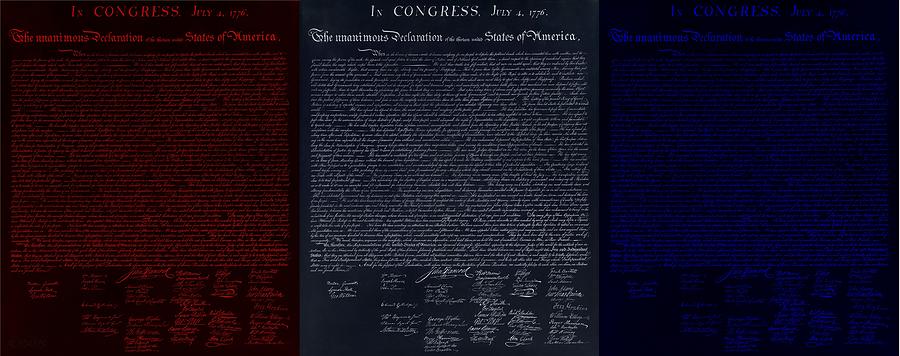 The Declaration Of Independence In Negative Red White And Blue Photograph