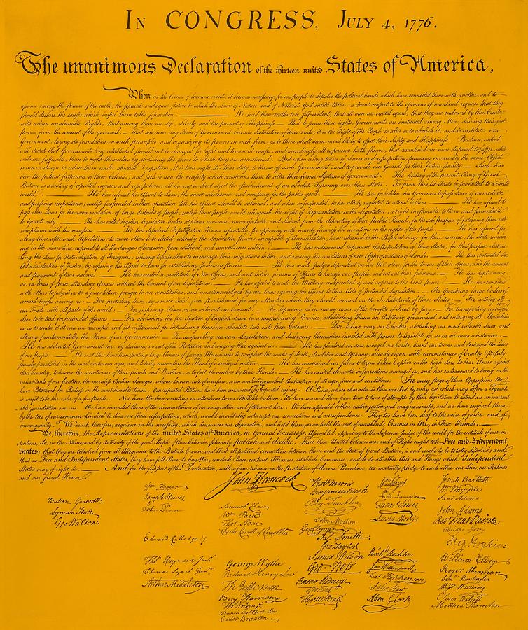 John Adams Photograph - THE DECLARATION OF INDEPENDENCE in ORANGE by Rob Hans