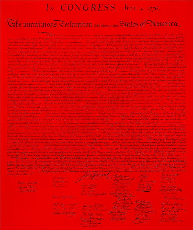 THE DECLARATION OF INDEPENDENCE in RED Photograph by Rob Hans