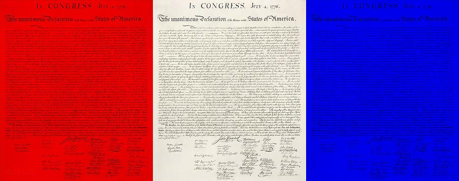 The Declaration Of Independence In Red White And Blue Photograph