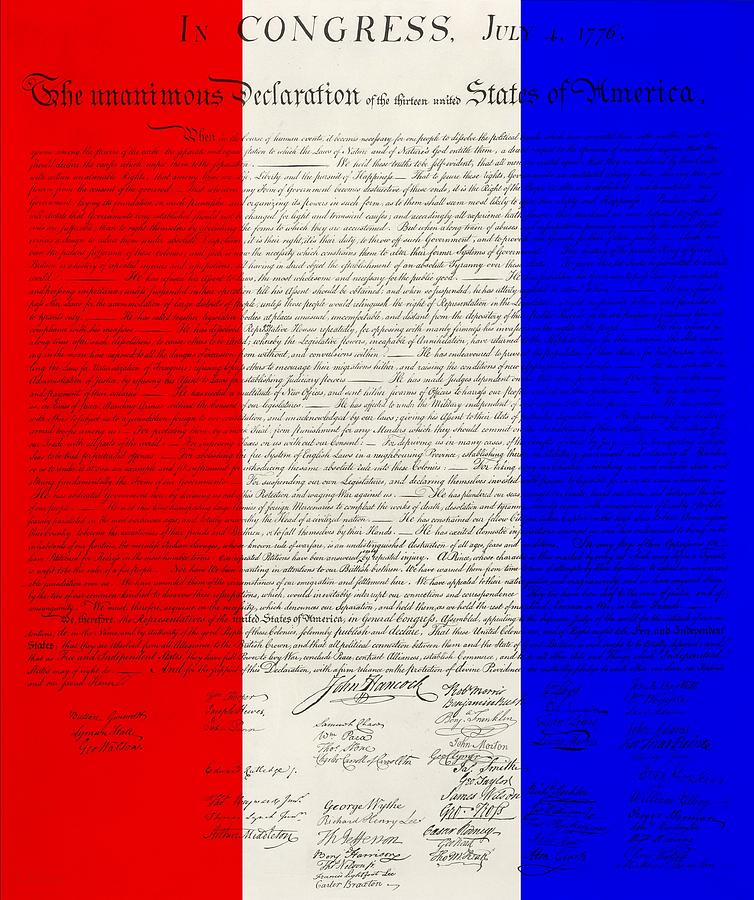 The Declaration Of Independence In Red White Blue Photograph