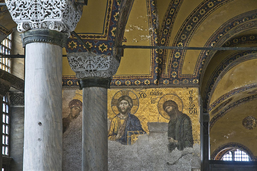 Turkey Photograph - The Deesis mosaic at Hagia Sophia by Ayhan Altun