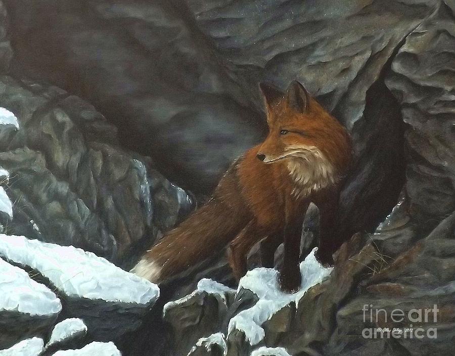 Fox Painting - The den by Gilles Delage
