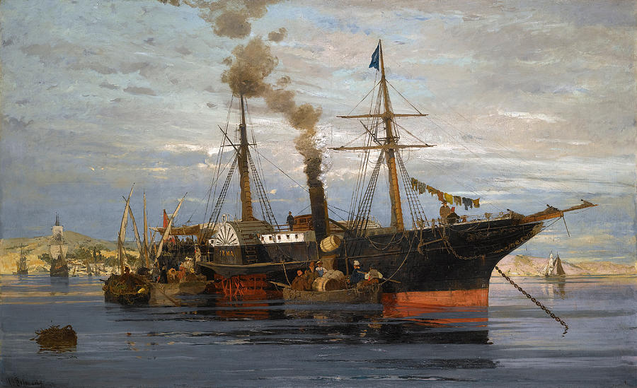 Konstantinos Volanakis Painting - The Departure by Konstantinos Volanakis