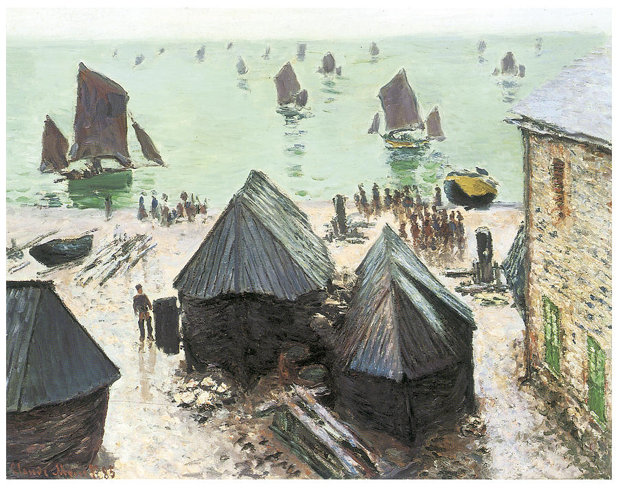 Claude Monet Painting - The Departure of the Boats Etretat by Claude Monet
