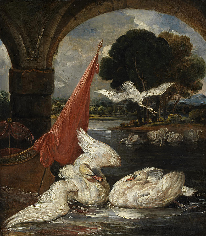 Swan Painting - The Descent Of The Swan, Illustration by James Ward