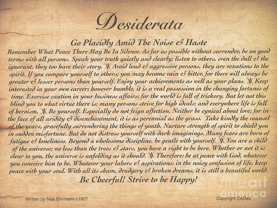 Christmas Mixed Media - The Desiderata Poem on Embossed Wood by Desiderata Gallery