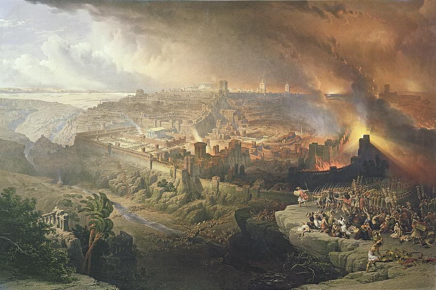 City Drawing - The Destruction Of Jerusalem In 70 Ad by David Roberts
