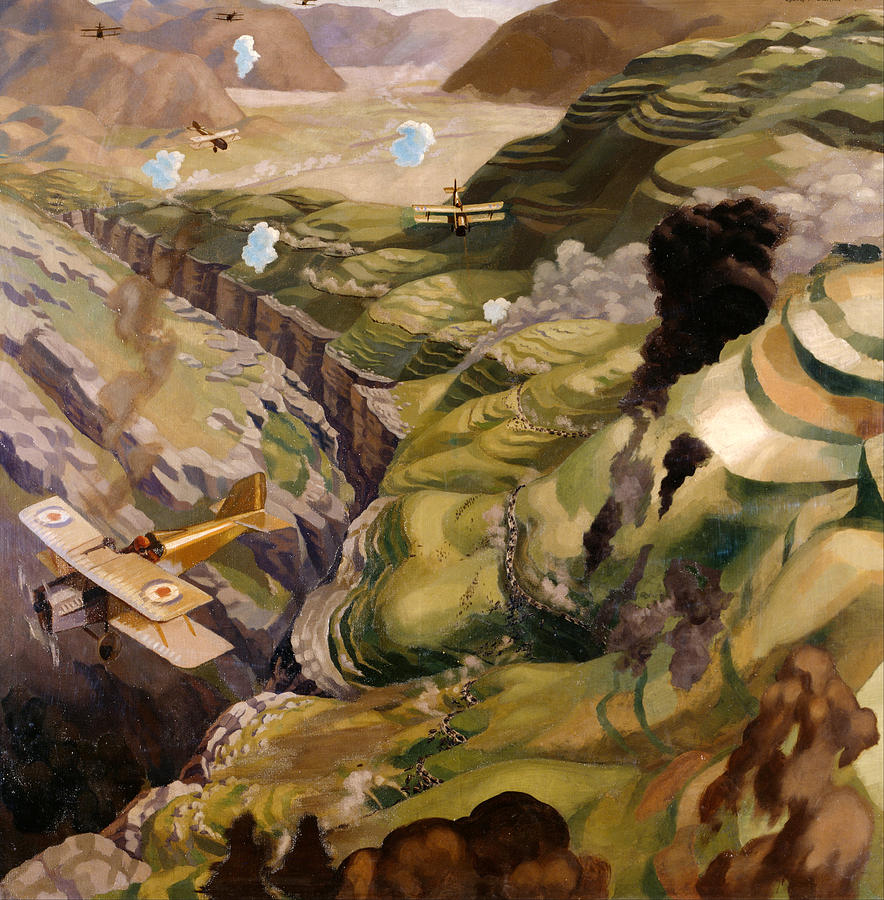 The Destruction of the Turkish Transport in the Gorge of the Wadi Fara Palestine Painting by Sydney Carline