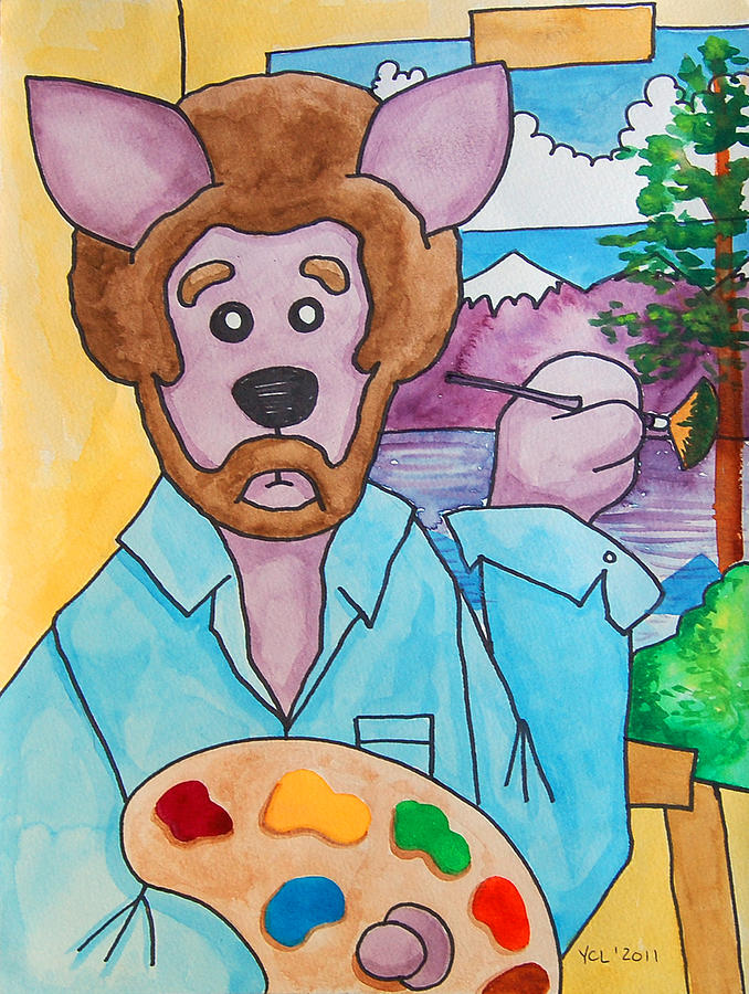 Bob Ross Painting - The Dingo Starring As Bob Ross by Yvonne Lozano Bob Ross Painting - The Dingo Starring As Bob Ross by Yvonne Lozano