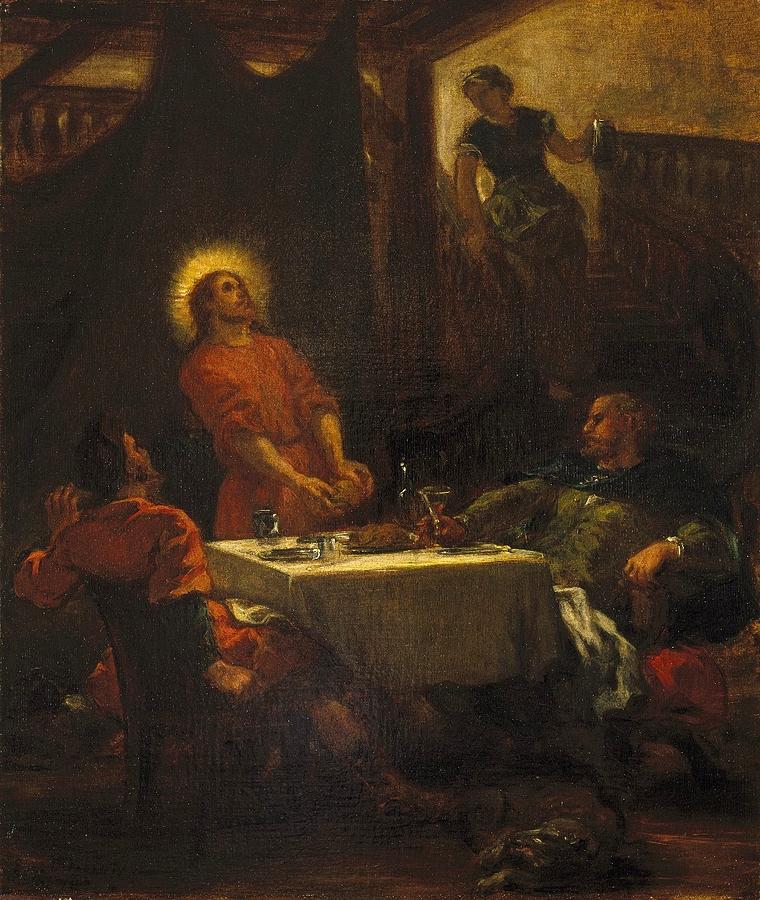 Eugene Delacroix Painting - The Disciples at Emmaus by Eugene Delacroix
