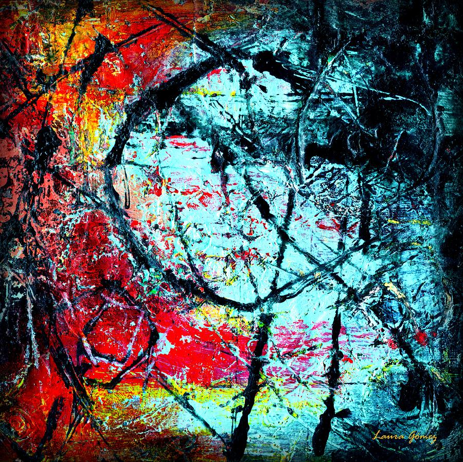 The Distance- Anstract Art by Laura Gomez - Square Format Painting by Laura  Gomez