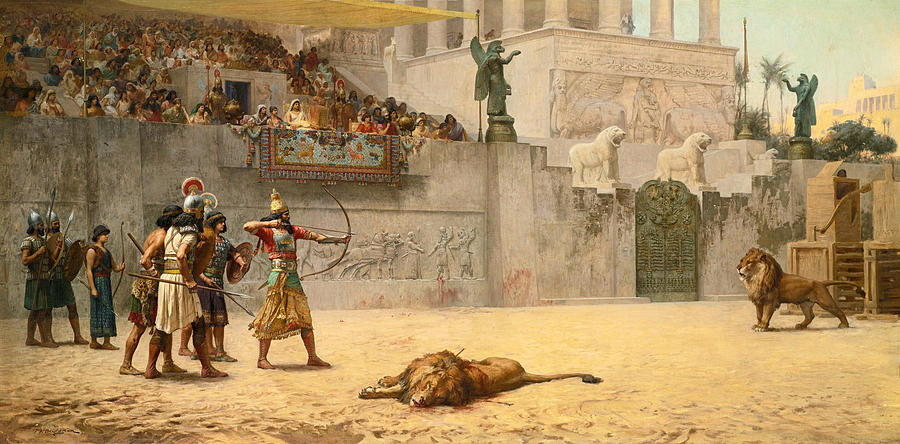 The Diversion of an Assyrian King Painting by Frederick Arthur Bridgman