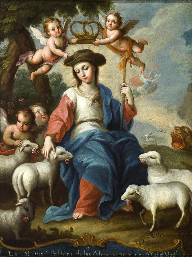 The Divine Shepherdess Painting by Miguel Cabrera