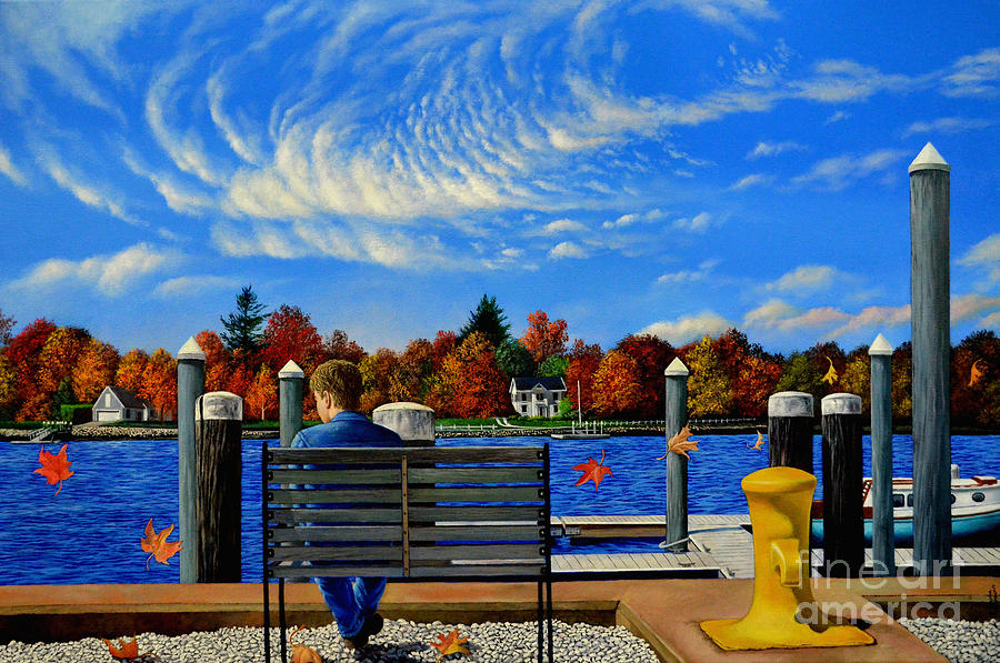 The Dock By Christopher Shellhammer Painting by Christopher Shellhammer