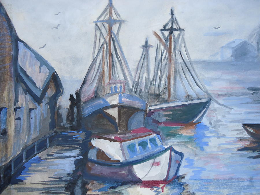 Boat Painting - The Dock by Leslie Manley
