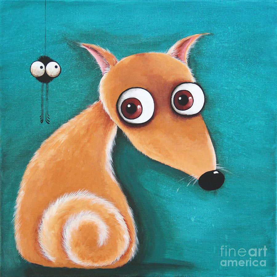 The dog and the spider Painting by Lucia Stewart