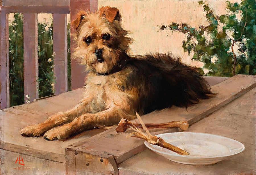 The Dog Painting by Lucien Henry