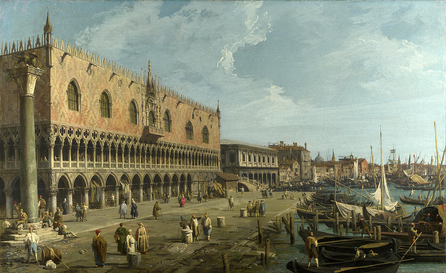 The Doges Palace and the Riva degli Schiavoni Painting by Canaletto