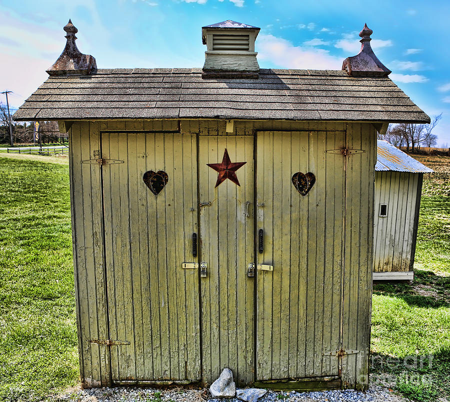 Vintage Photograph - The Double Love Boat Outhouse by Lee Dos Santos
