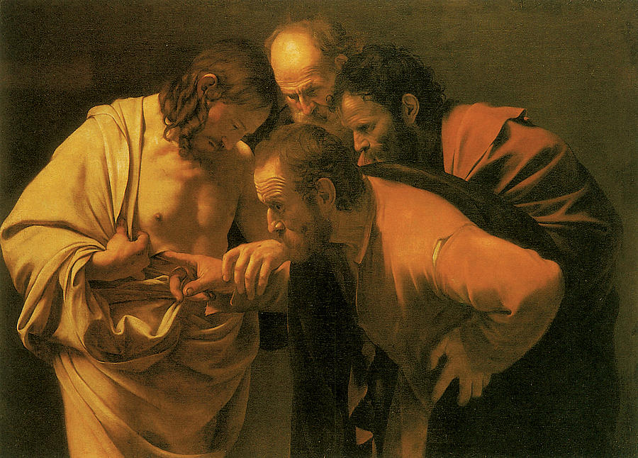 Caravaggio Painting - The Doubting of St Thomas by Caravaggio