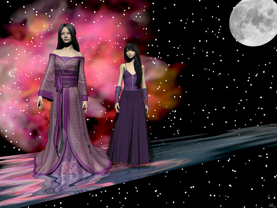 Space Digital Art - The Dragon Kings Daughters by Michele Wilson