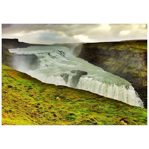 Iceland Photograph - The Dramatic Waterfall Gullfoss Shows by Dave And Deb